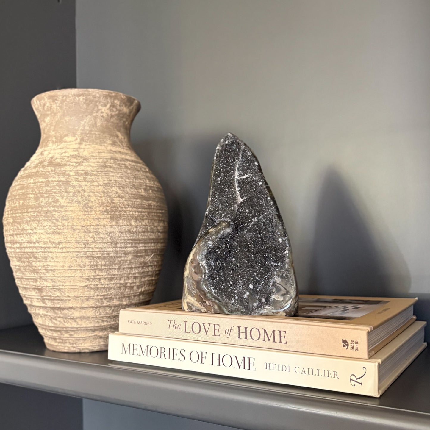 decorative grey amethyst crystal cluster