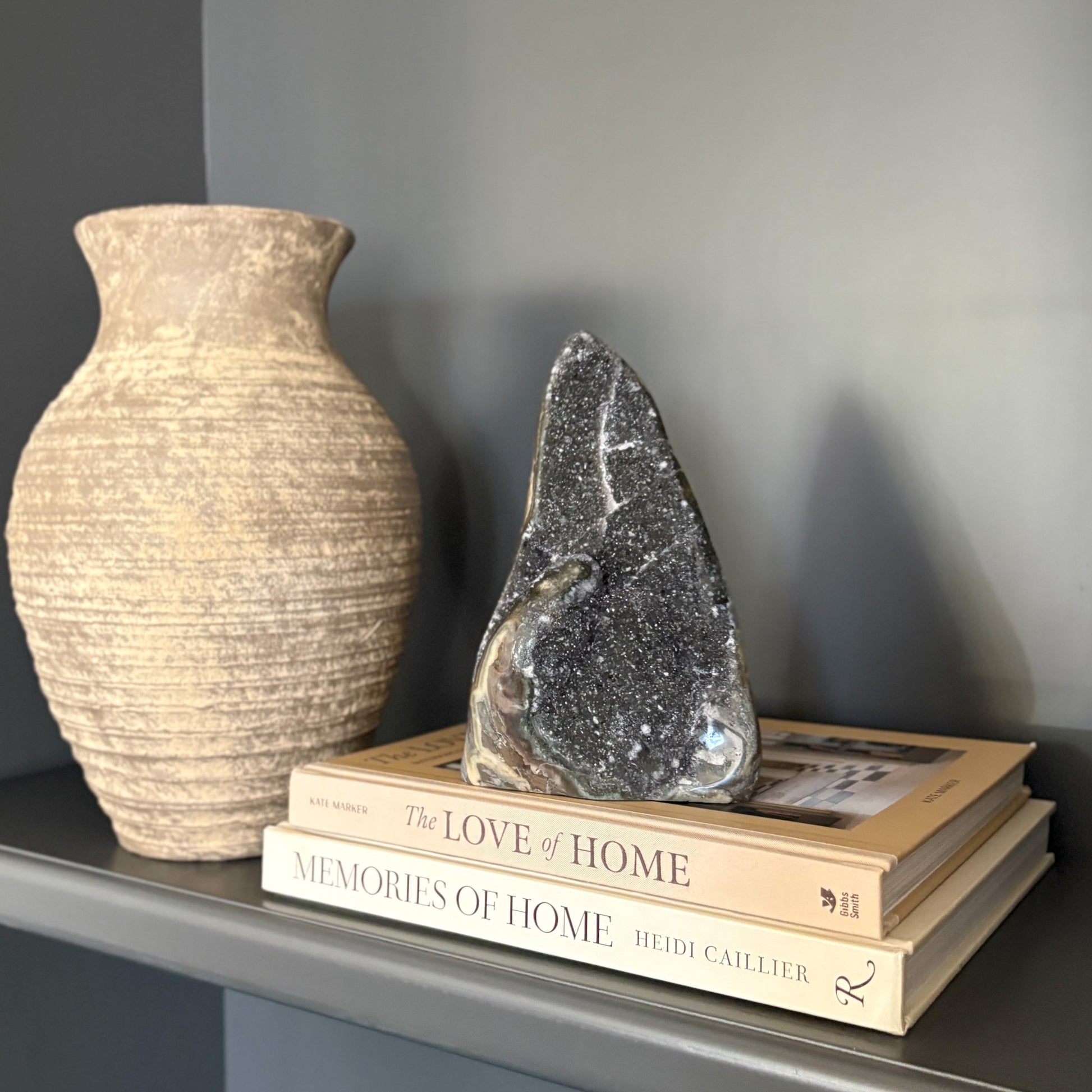 natural dark grey amethyst sculpture