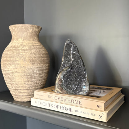 natural dark grey amethyst sculpture