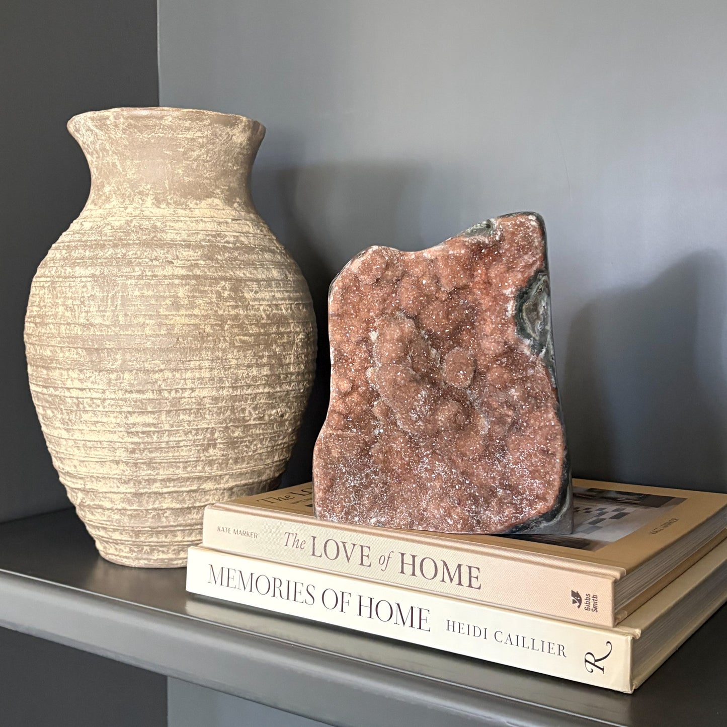 Natural amethyst geode displayed in modern home decor setting