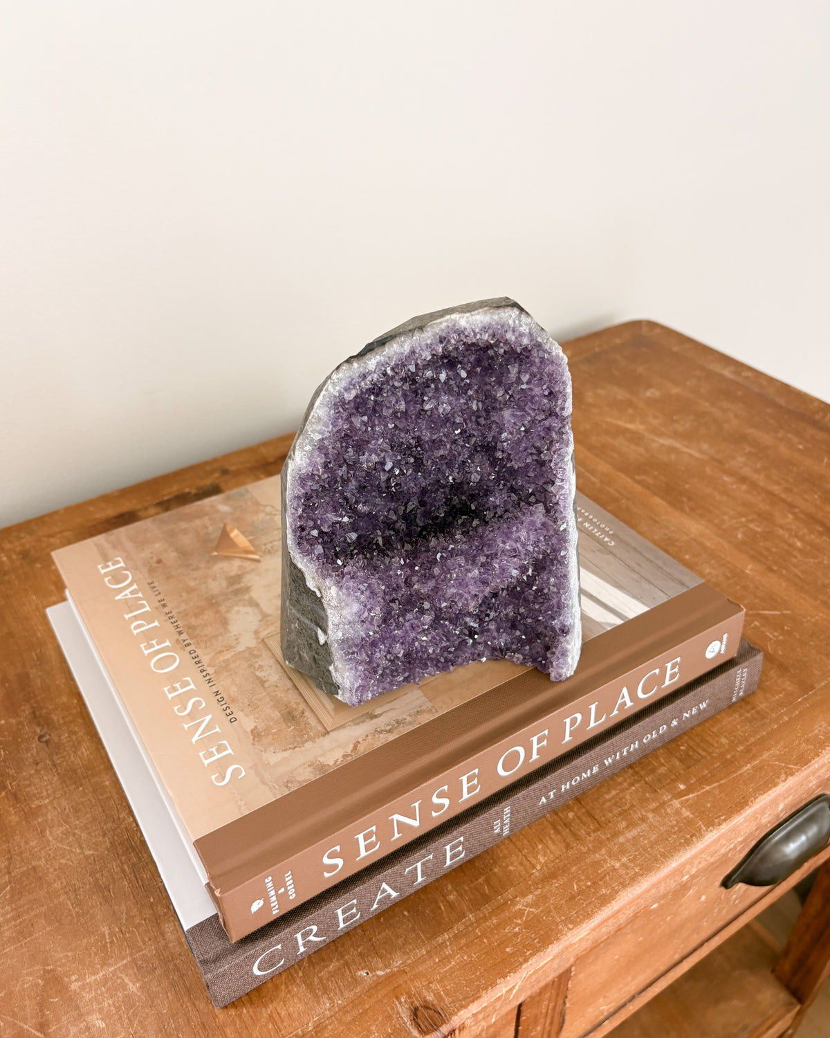 One-of-a-kind rainbow amethyst geode mineral specimen