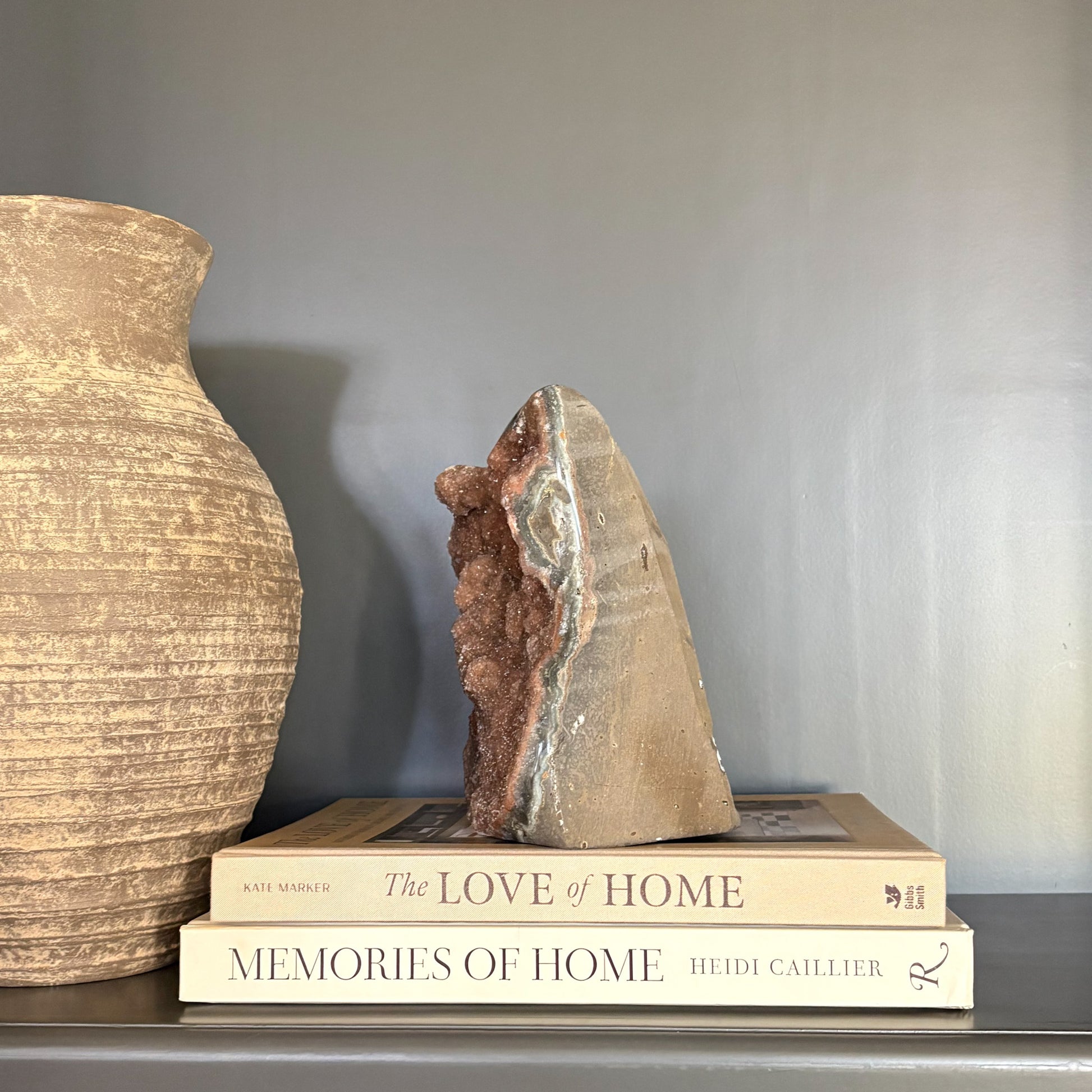 natural amethyst geode crystal statement piece for home or office decor