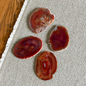 Open image in slideshow, Natural Red Agate Coaster Set
