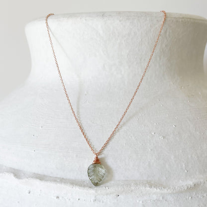 rose gold green amethyst pendant neckalce