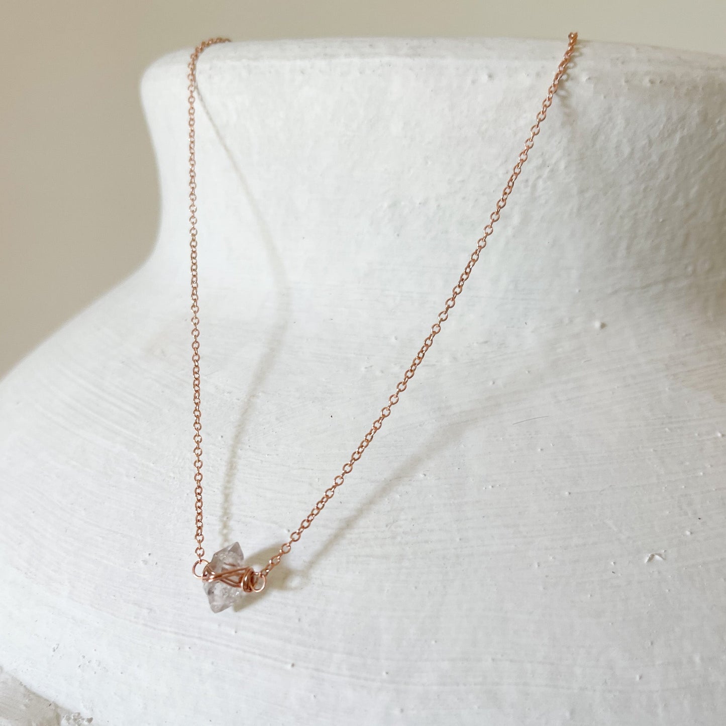 Herkimer diamond caged pendant necklace