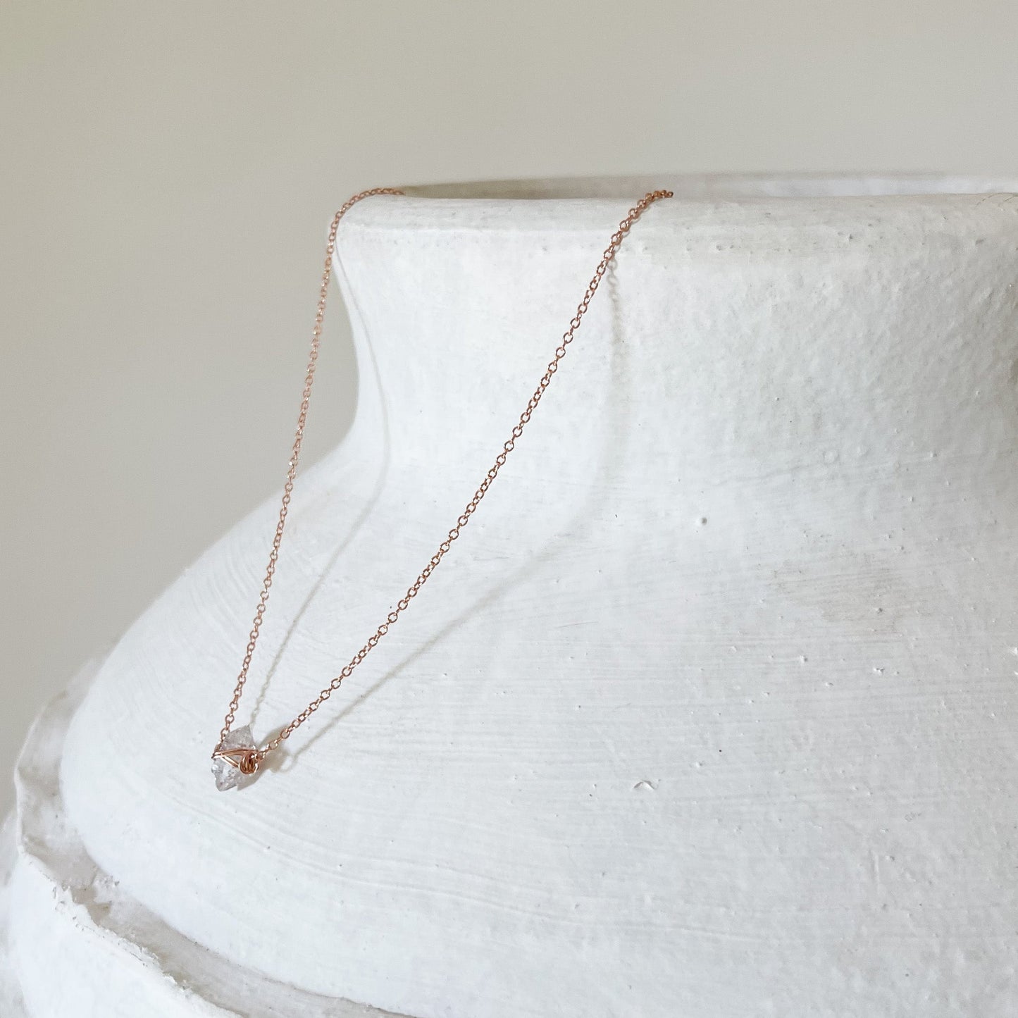 Natural Herkimer diamond quartz pendant necklace