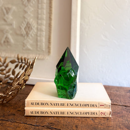 green glass paperweight