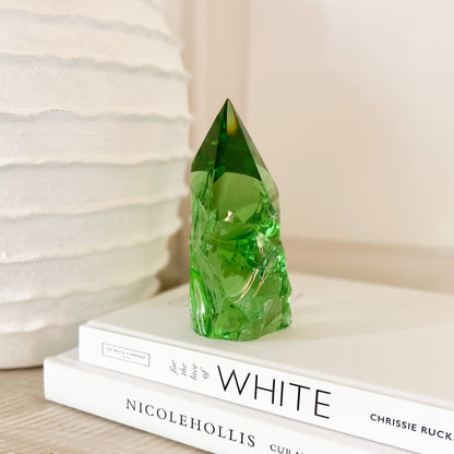 green glass decorative object