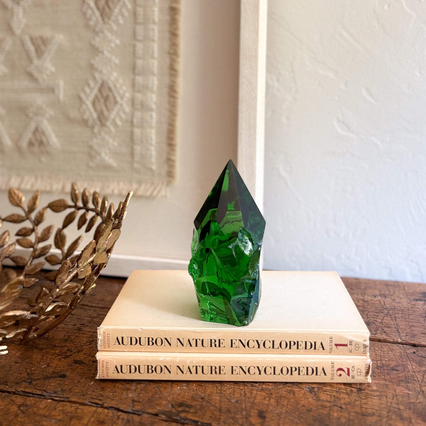 green glass paperweight