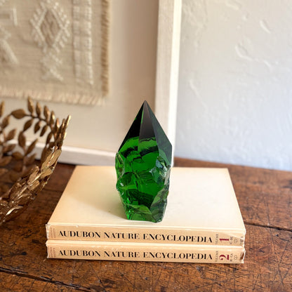 decorative green glass statue