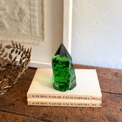 green glass decorative object