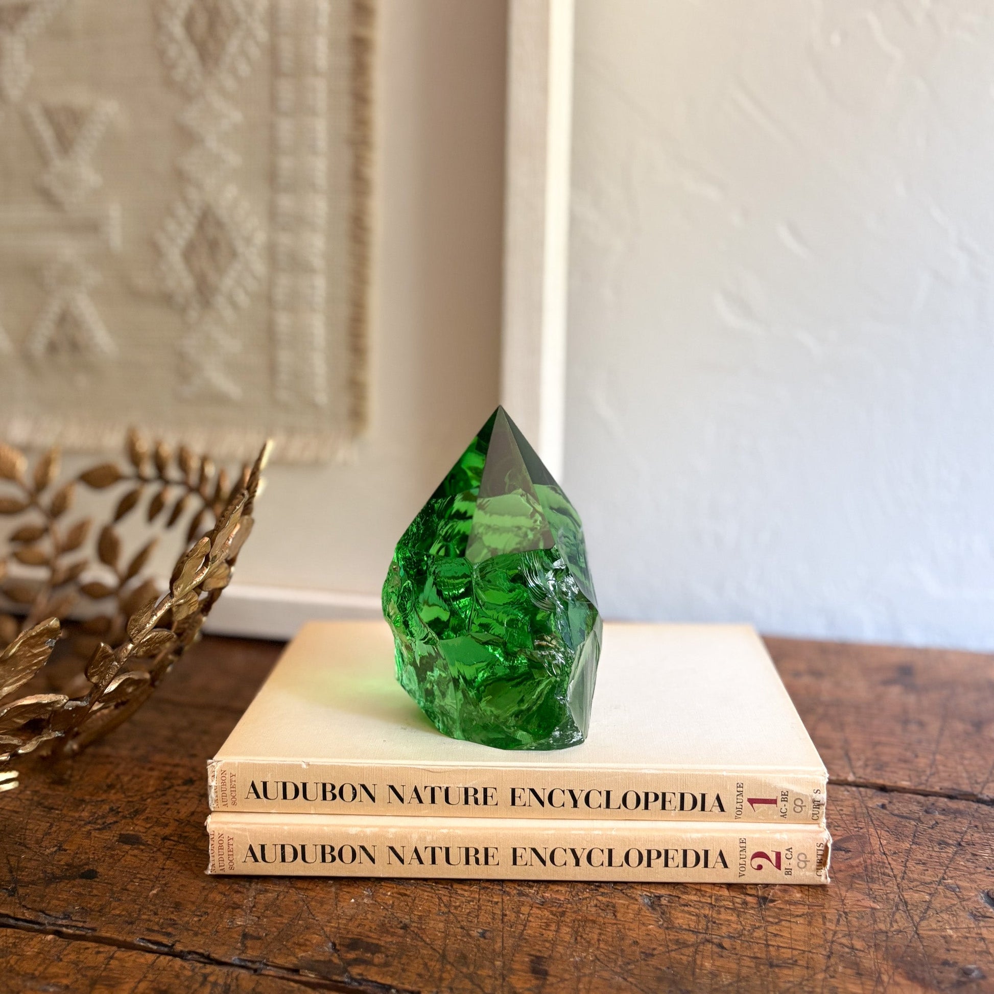 decorative green glass statue