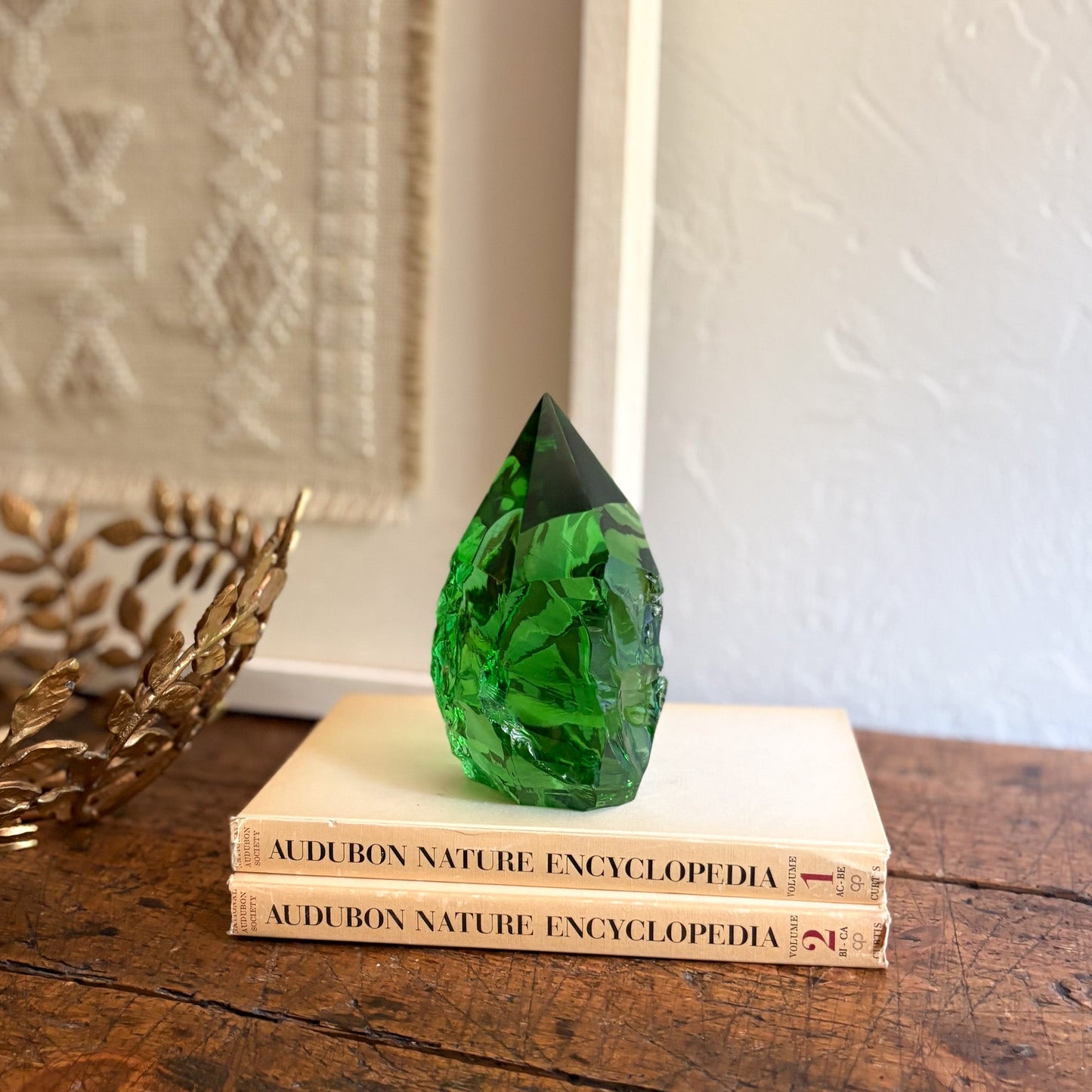 decorative green glass statue