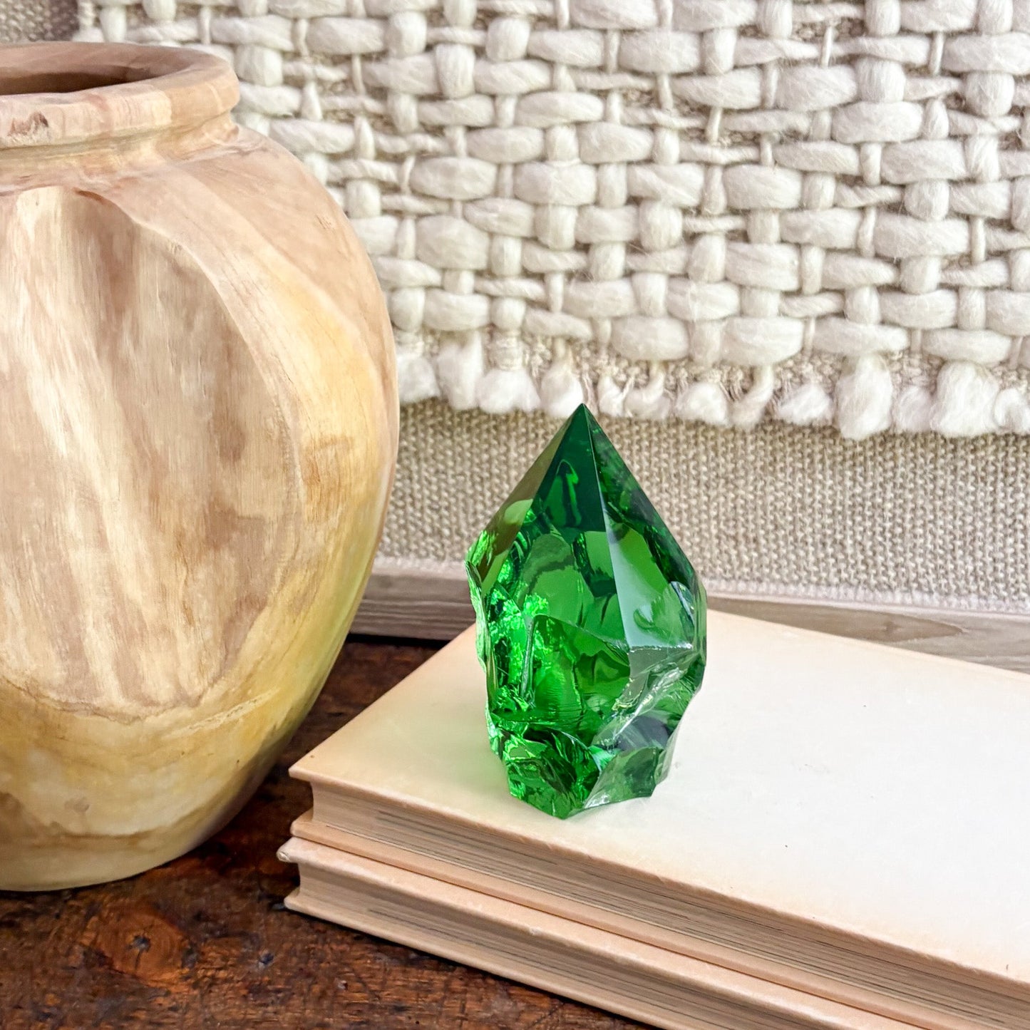 green glass decorative object