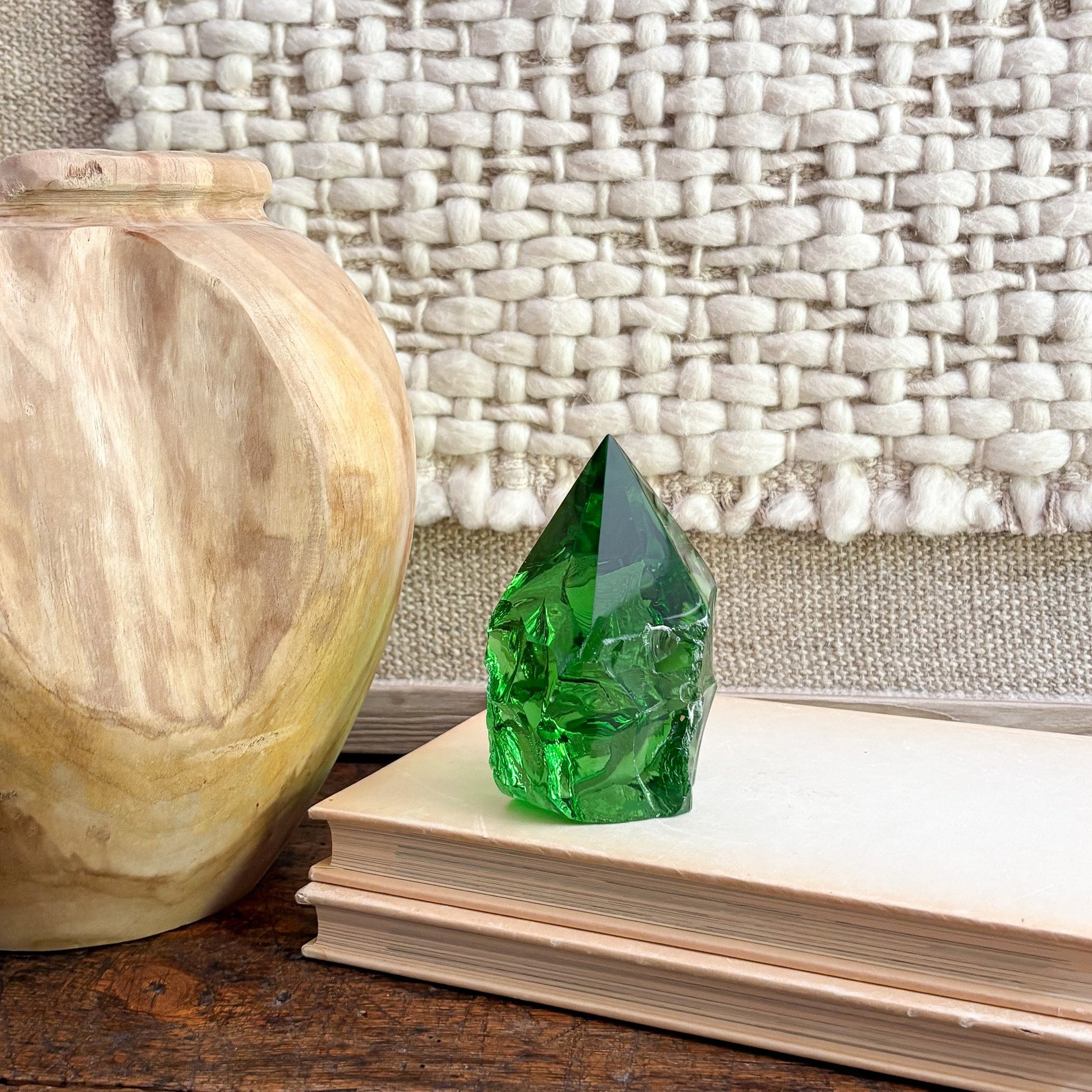 green glass statue