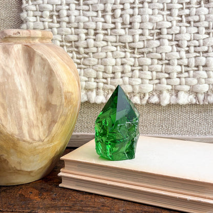 green glass statue