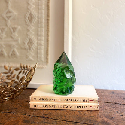 green glass paperweight
