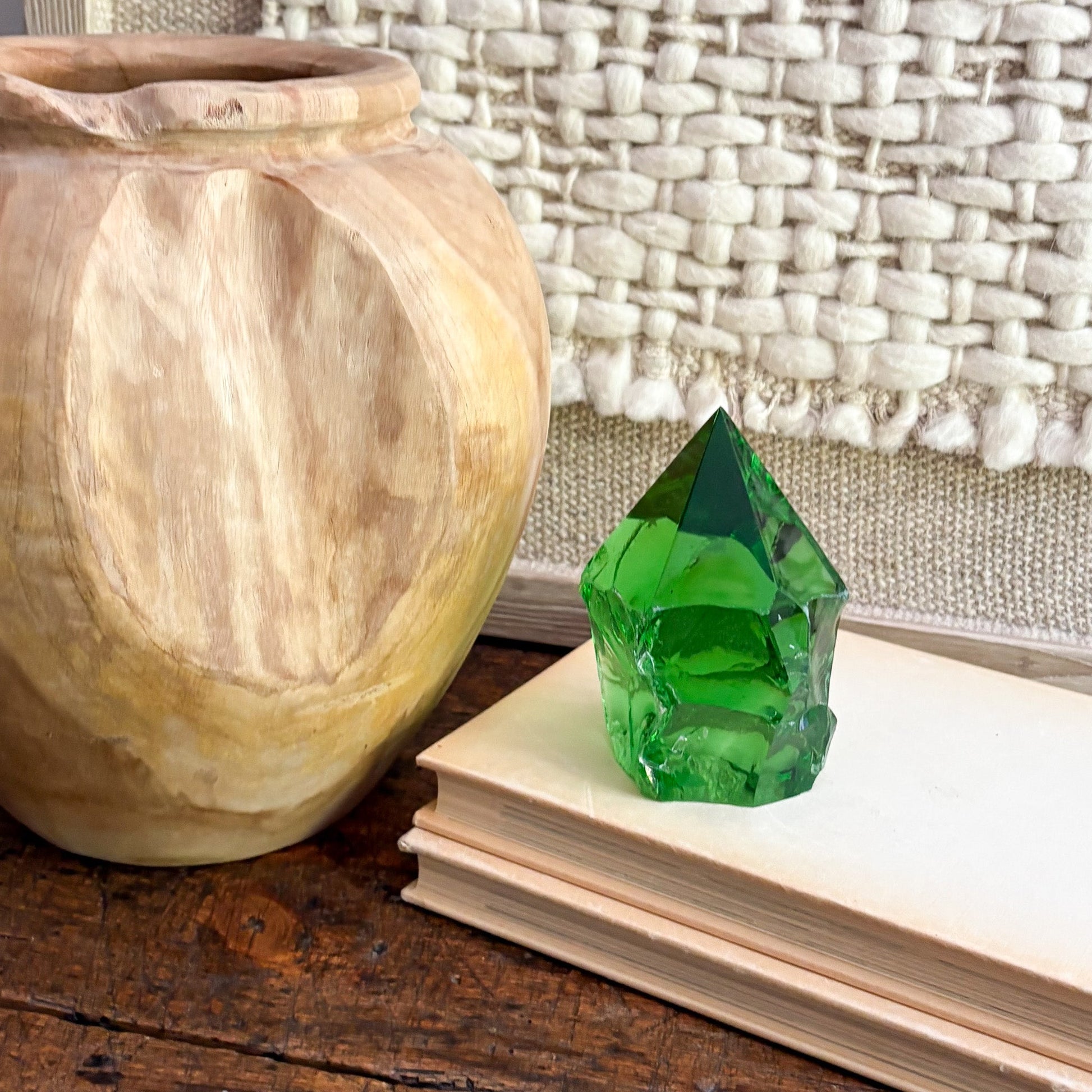 green glass paperweight