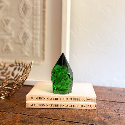 green glass decorative object