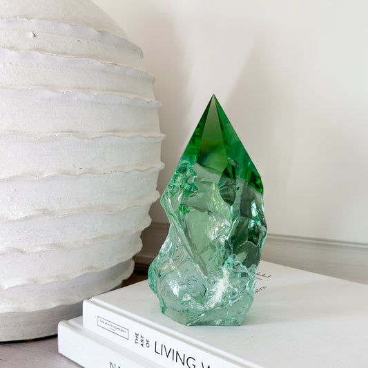 green glass decorative object