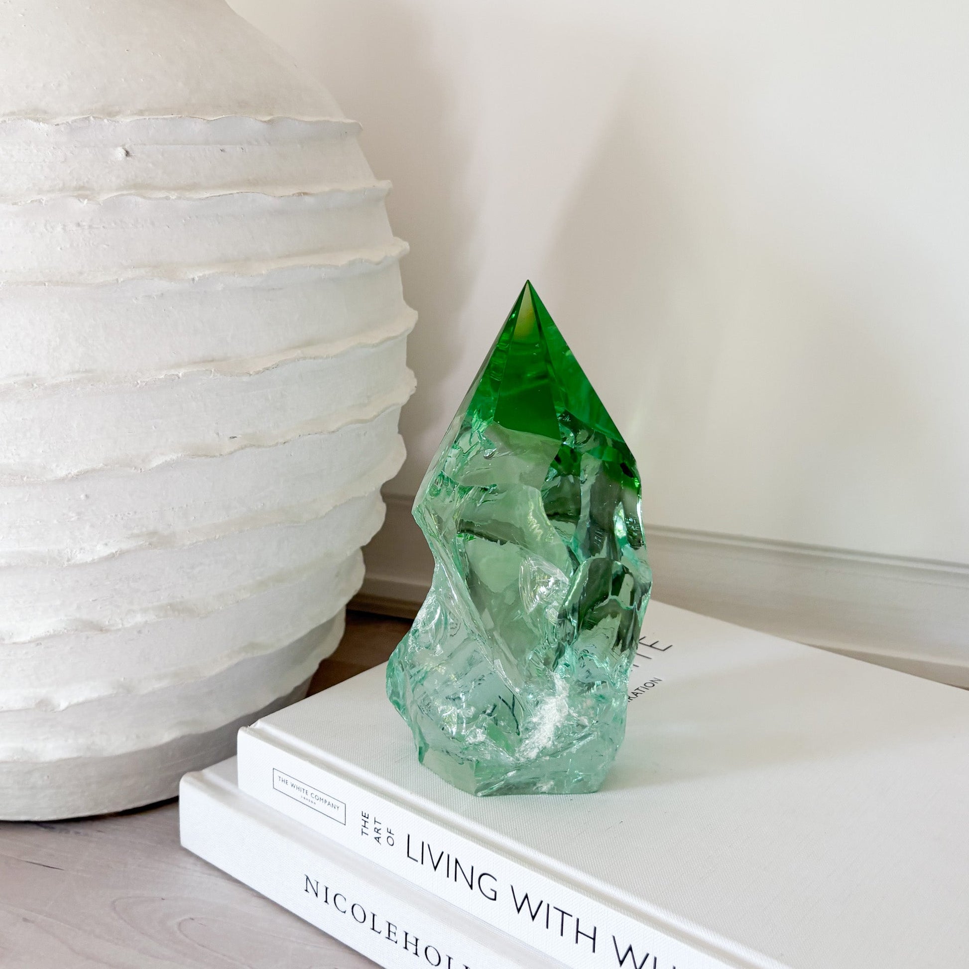 decorative green glass statue
