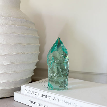 rustic green glass statue