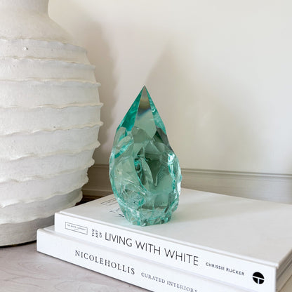 blue green glass sculpture