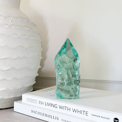 green glass decorative object