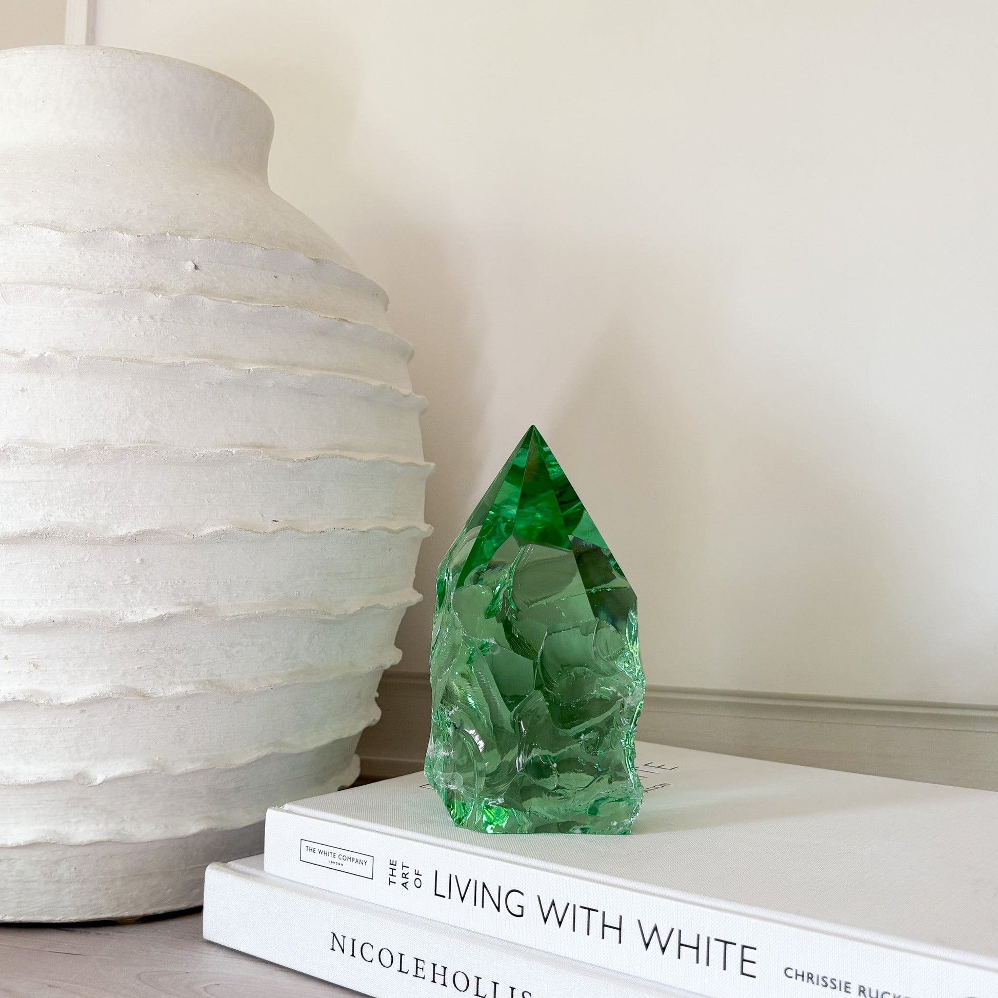 decorative green glass statue