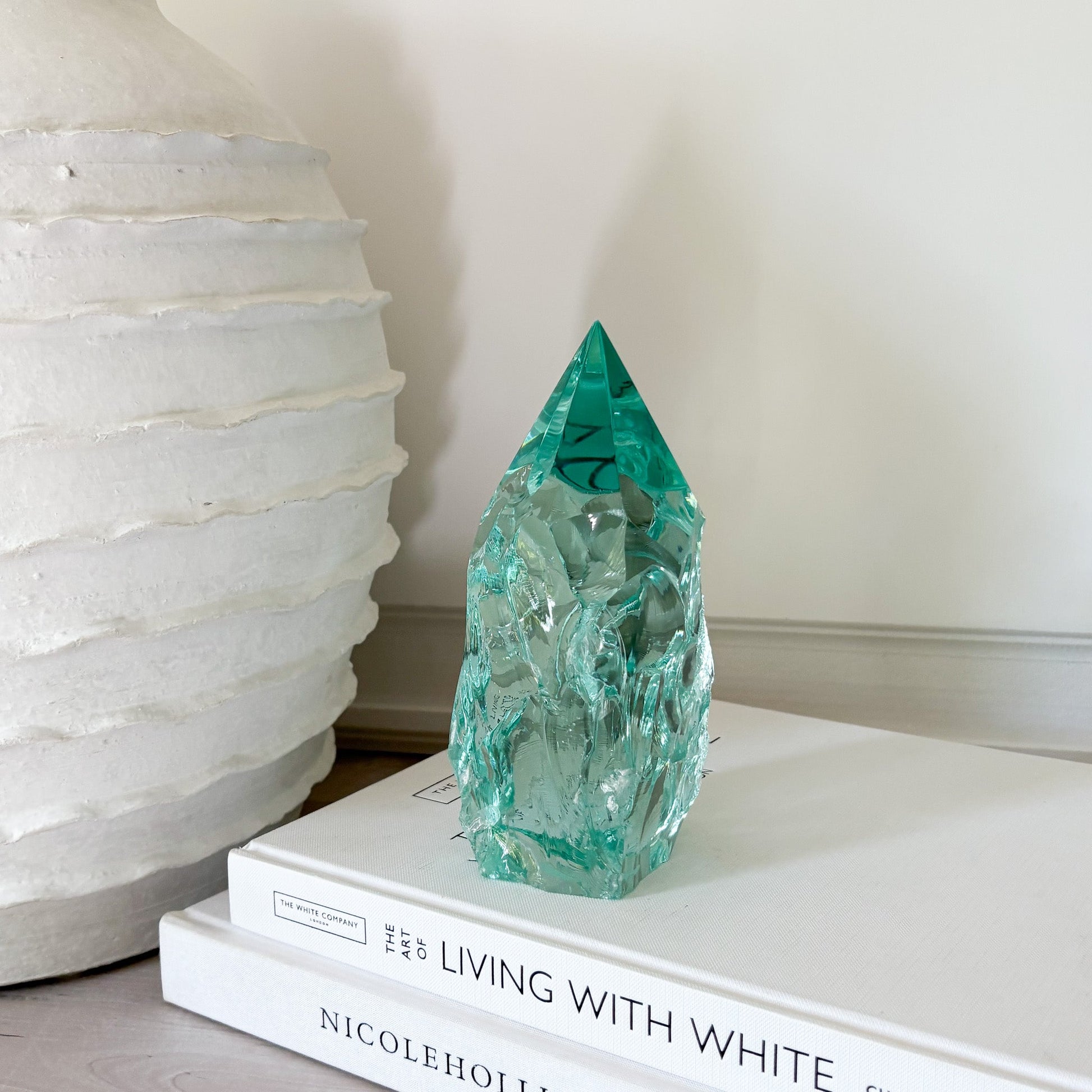 decorative green glass sculpture