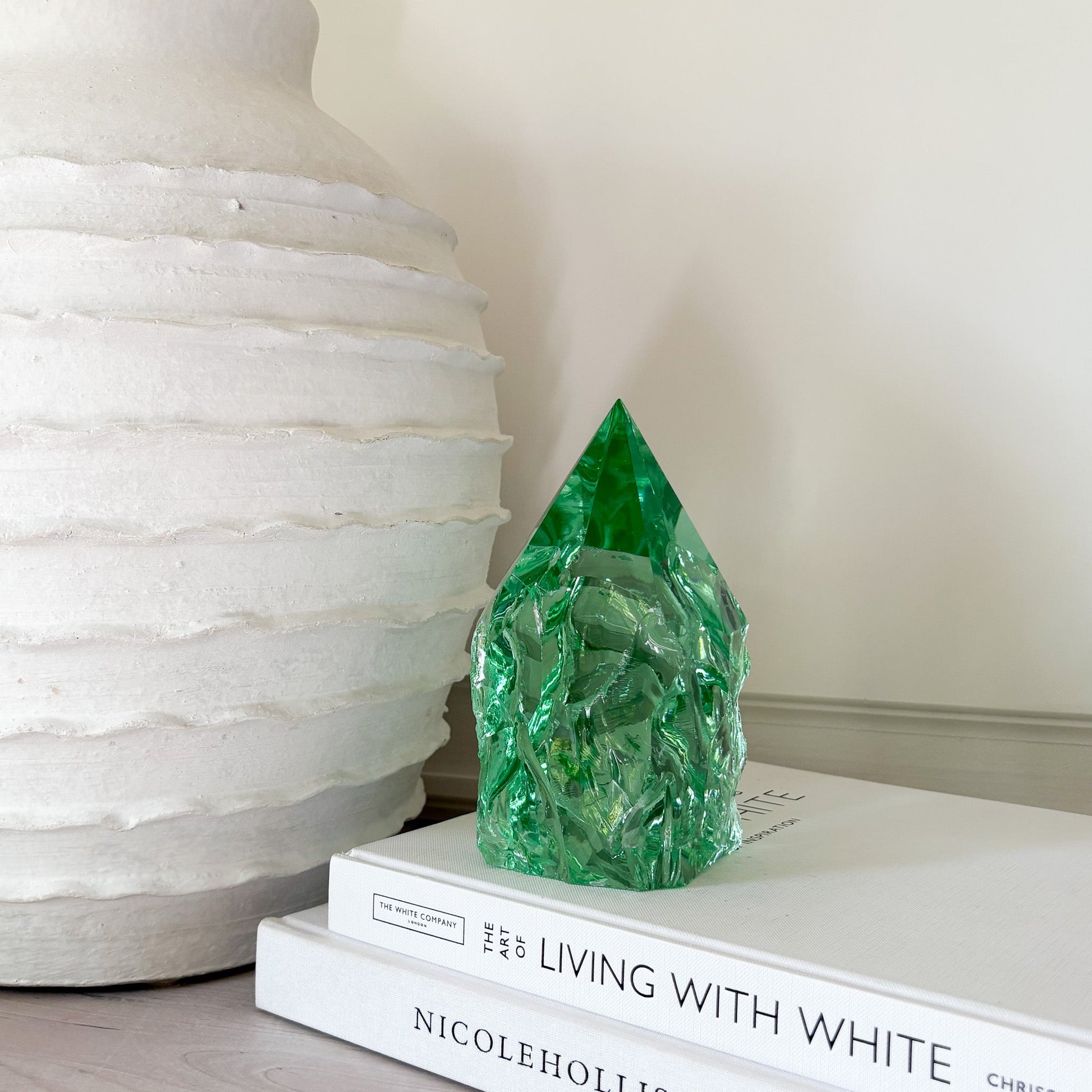 decorative green glass statue
