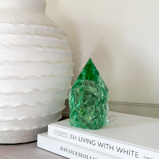 decorative green glass statue