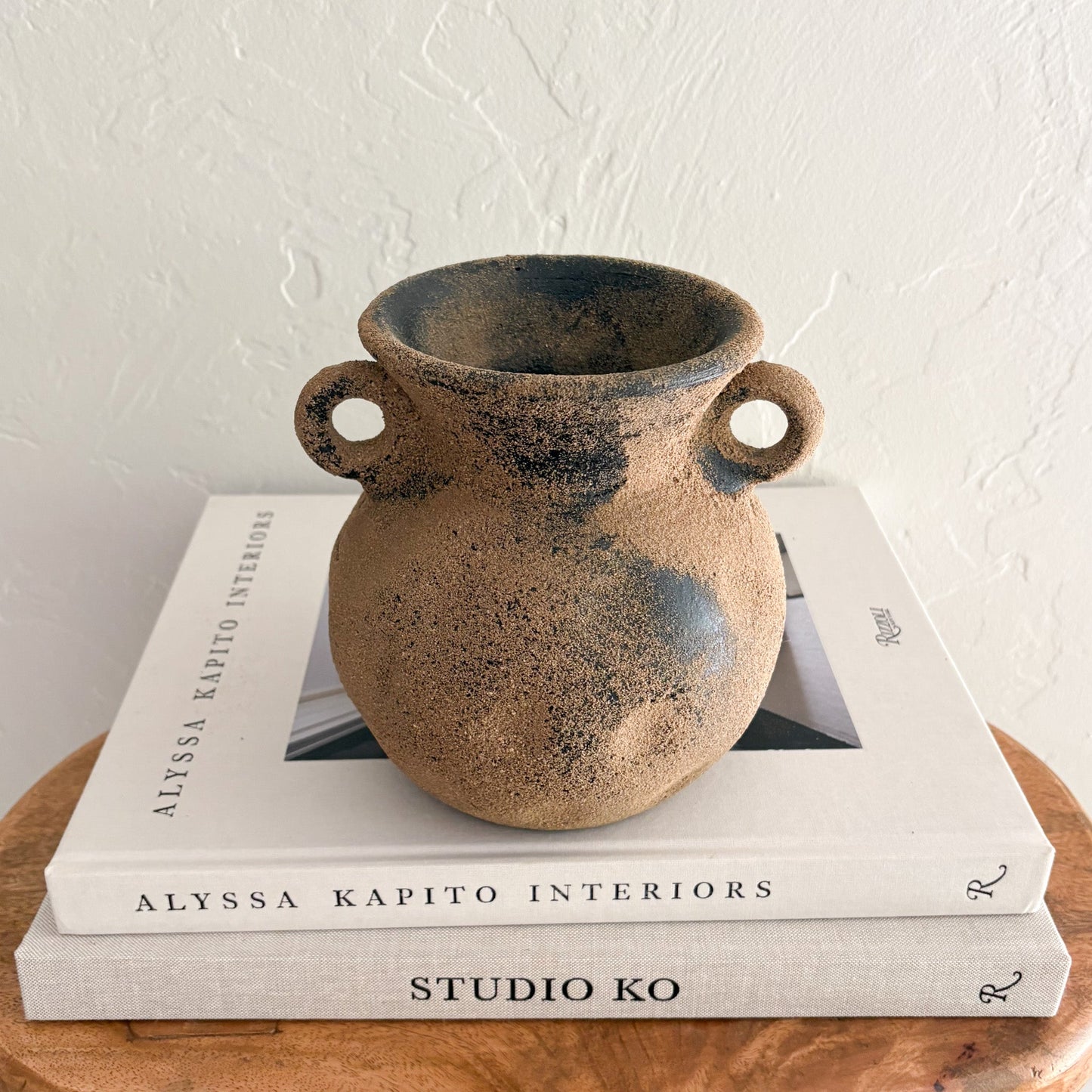rustic two handle brown vase