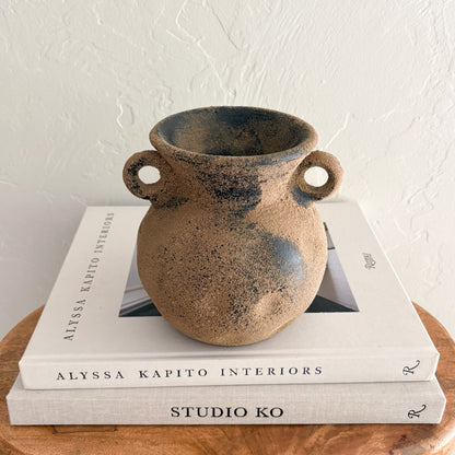 rustic two handle brown vase