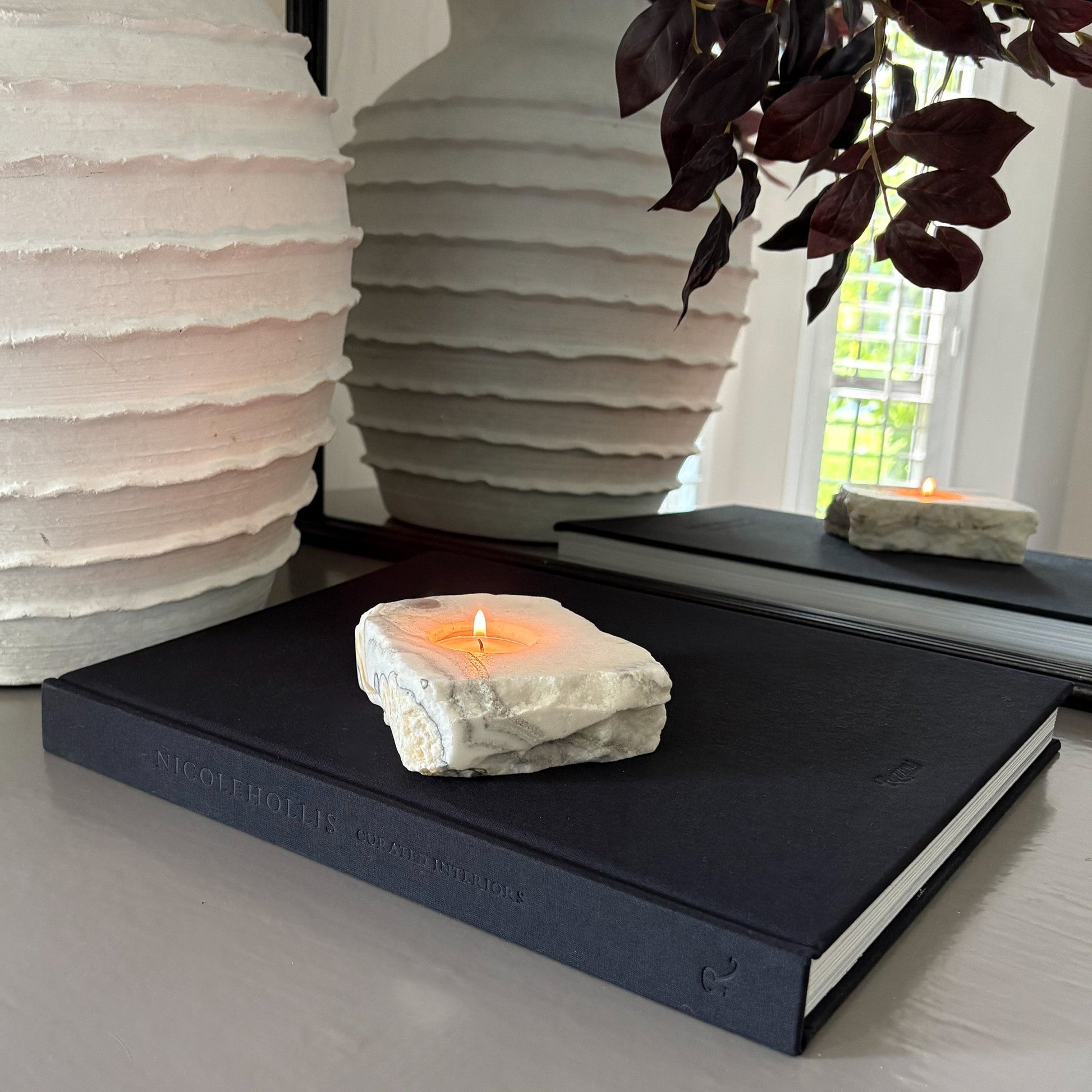 natural stone candle holder