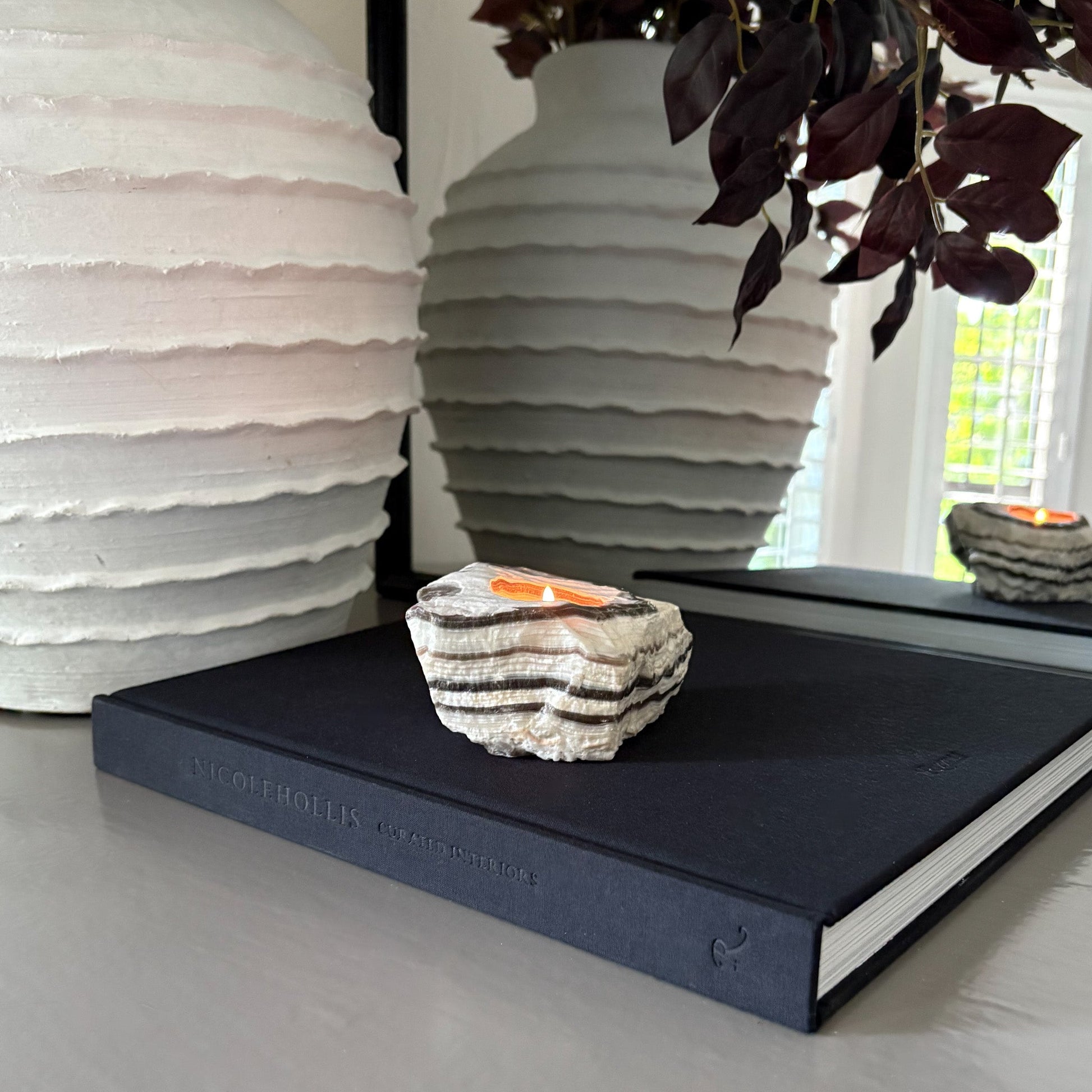natural stone candle holder