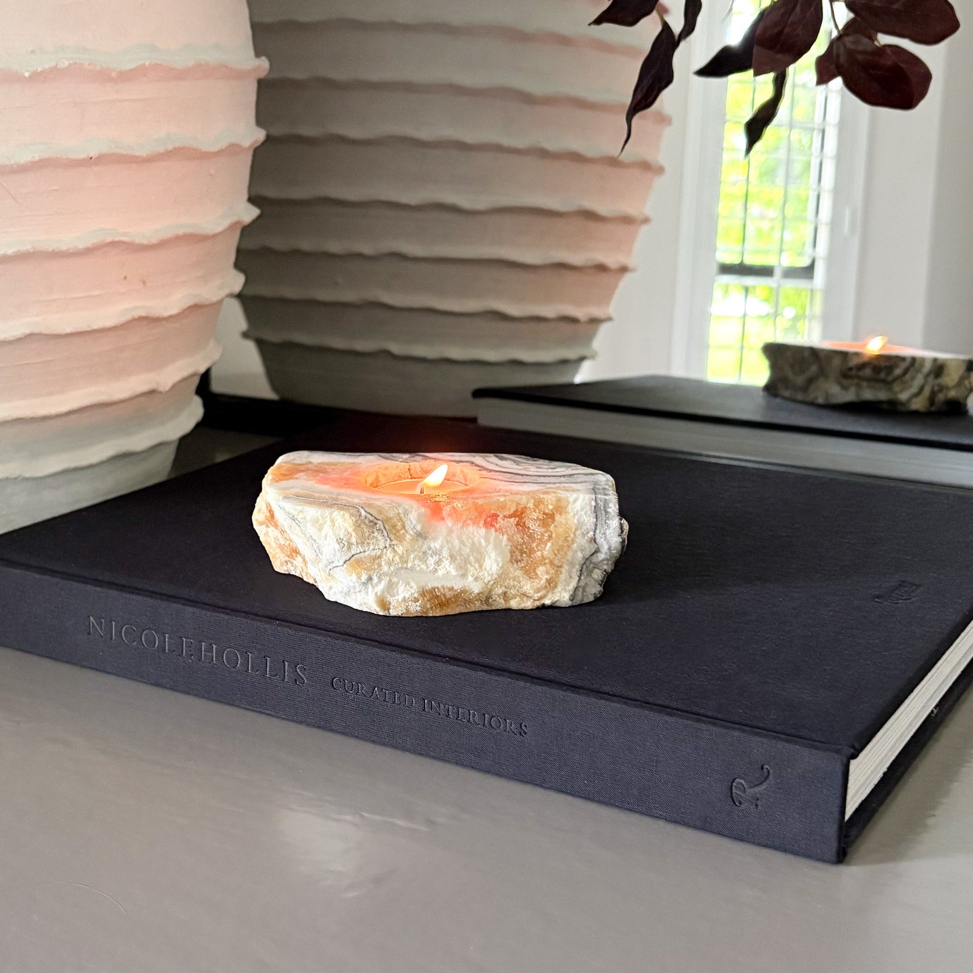 natural stone candle holder