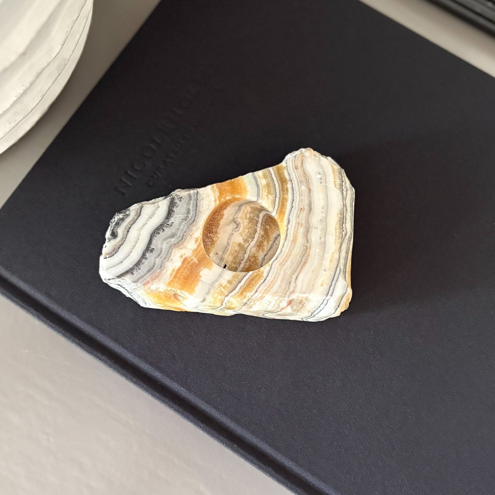 zebra onyx candle holder