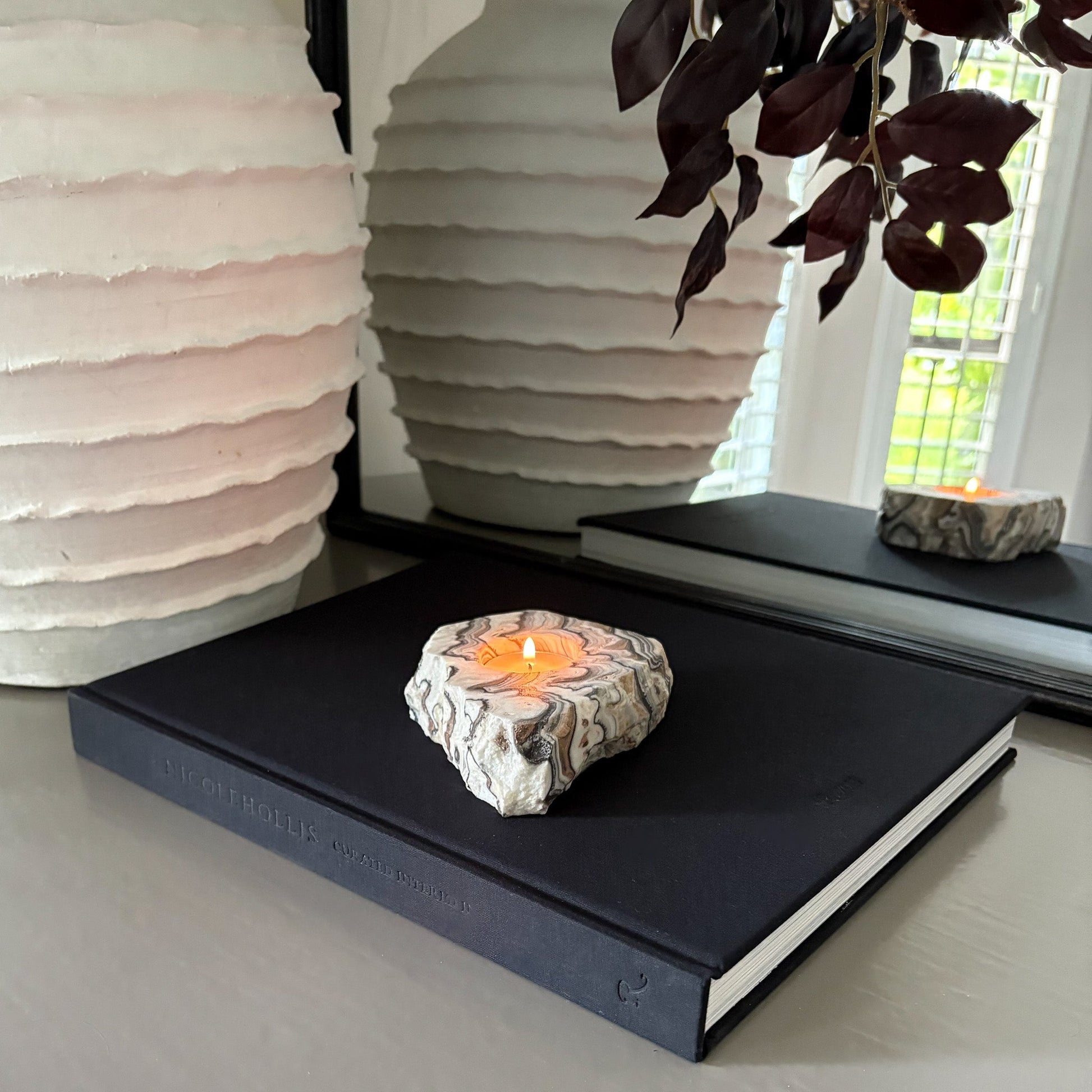 zebra onyx candle holder
