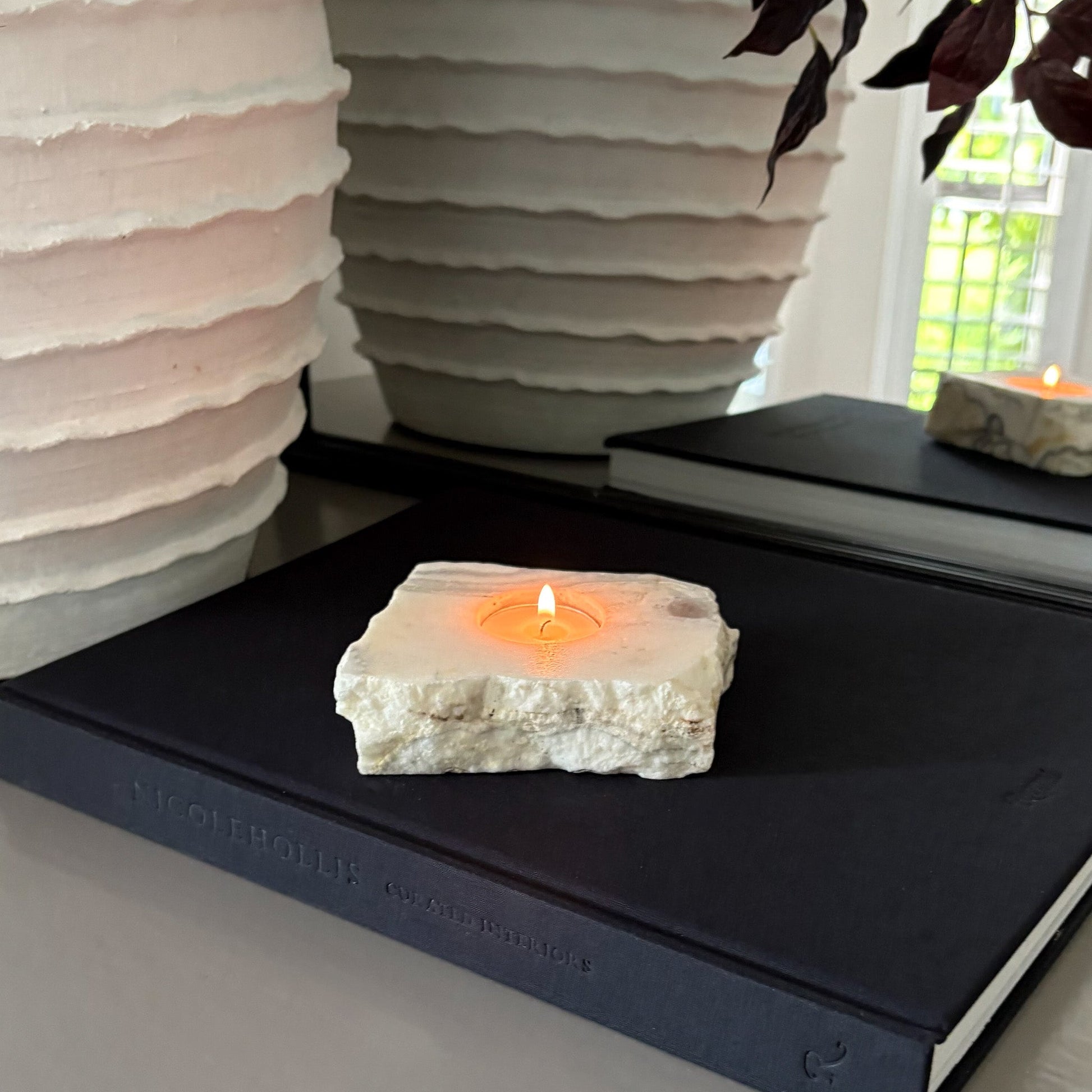 mexican zebra onyx candle holder