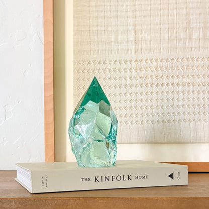 Handcrafted aqua glass point decorative object