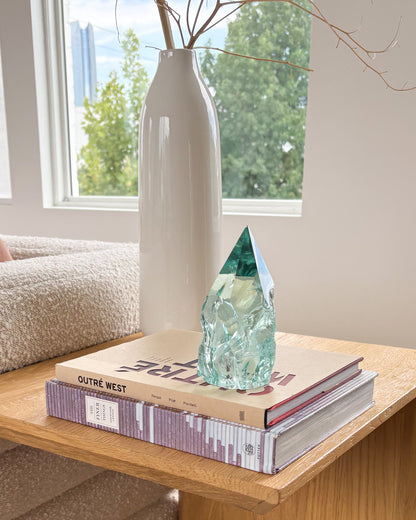Aqua sea glass point with textured finish