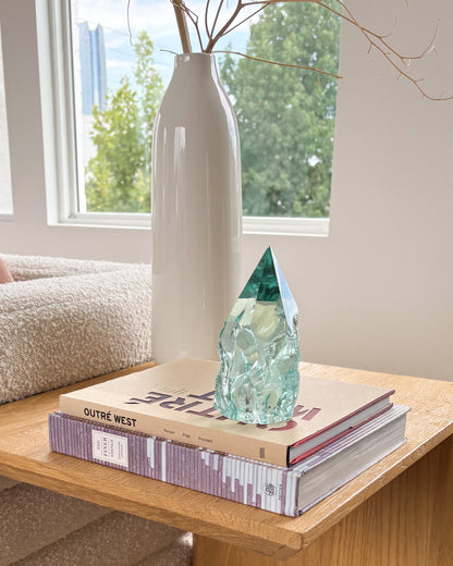 Rustic aqua glass point with weathered finish