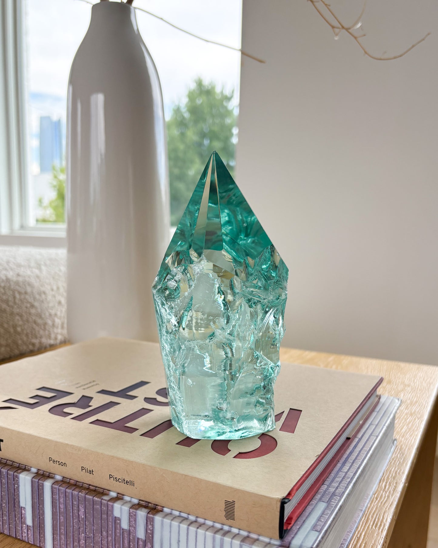Aqua glass point with coastal rustic style