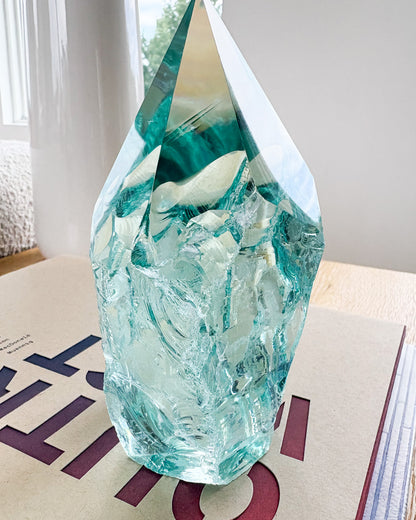 Rustic teal aqua glass point decorative piece