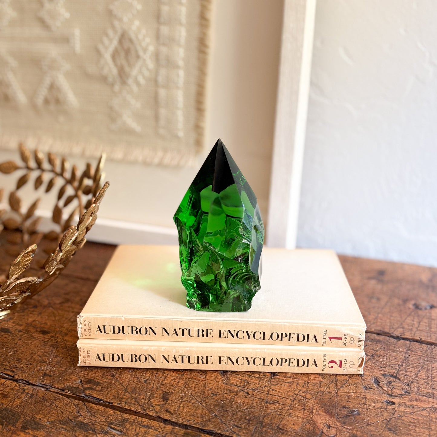 decorative green glass statue