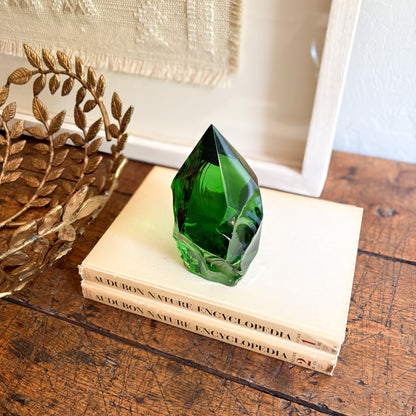 dark green glass decorative statue