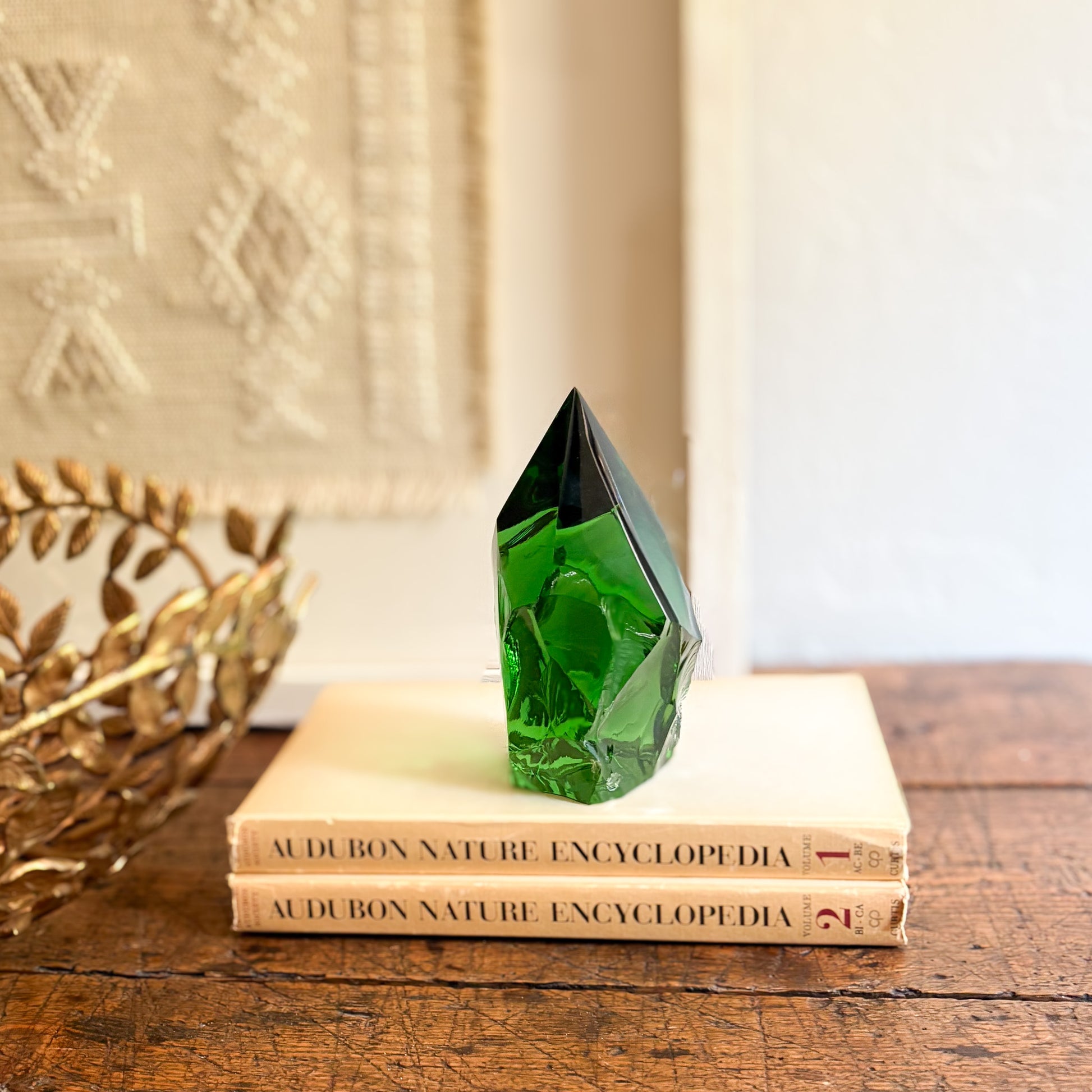 green glass paperweight