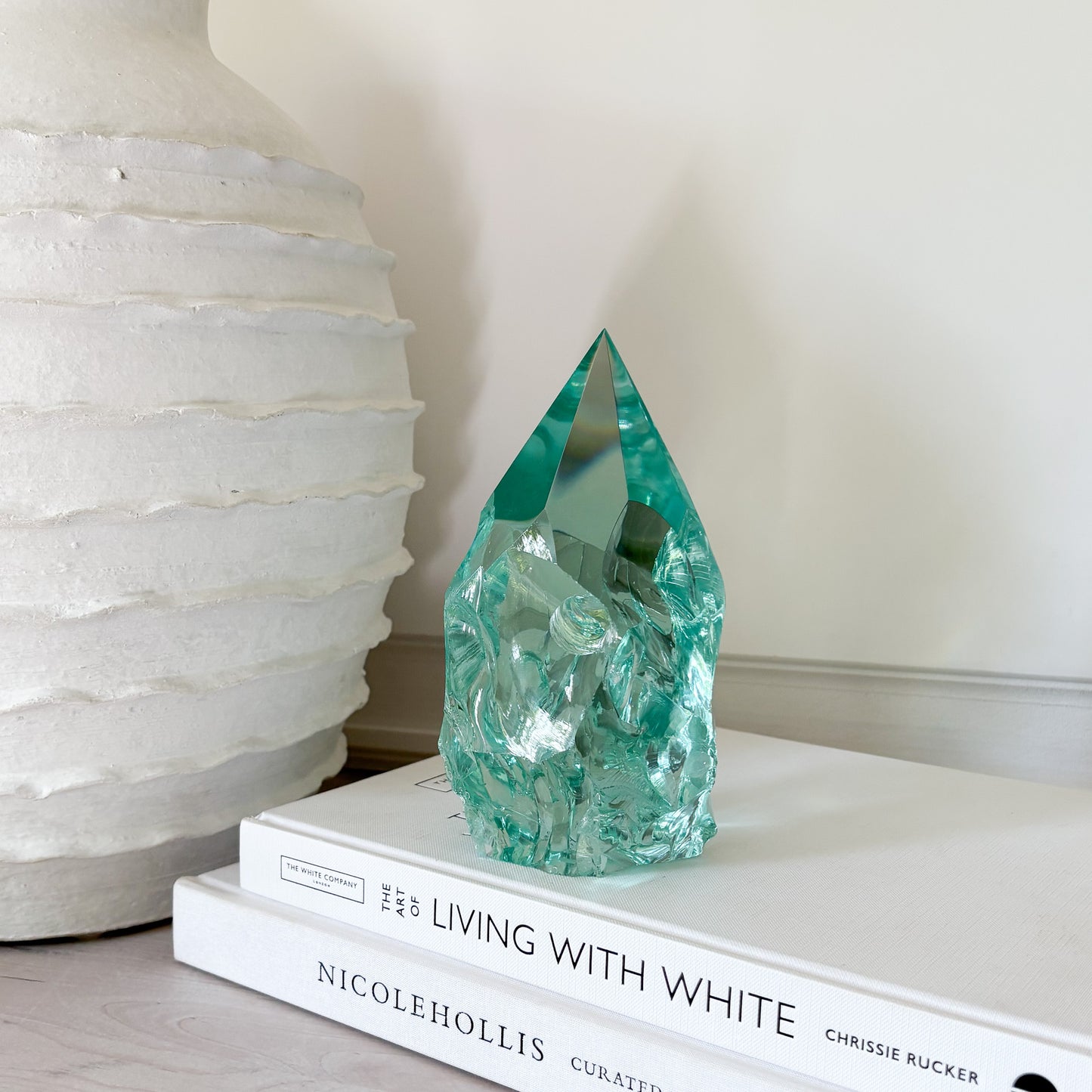 decorative green glass tower