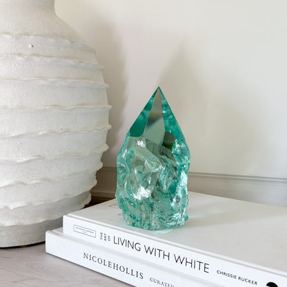 decorative green glass tower